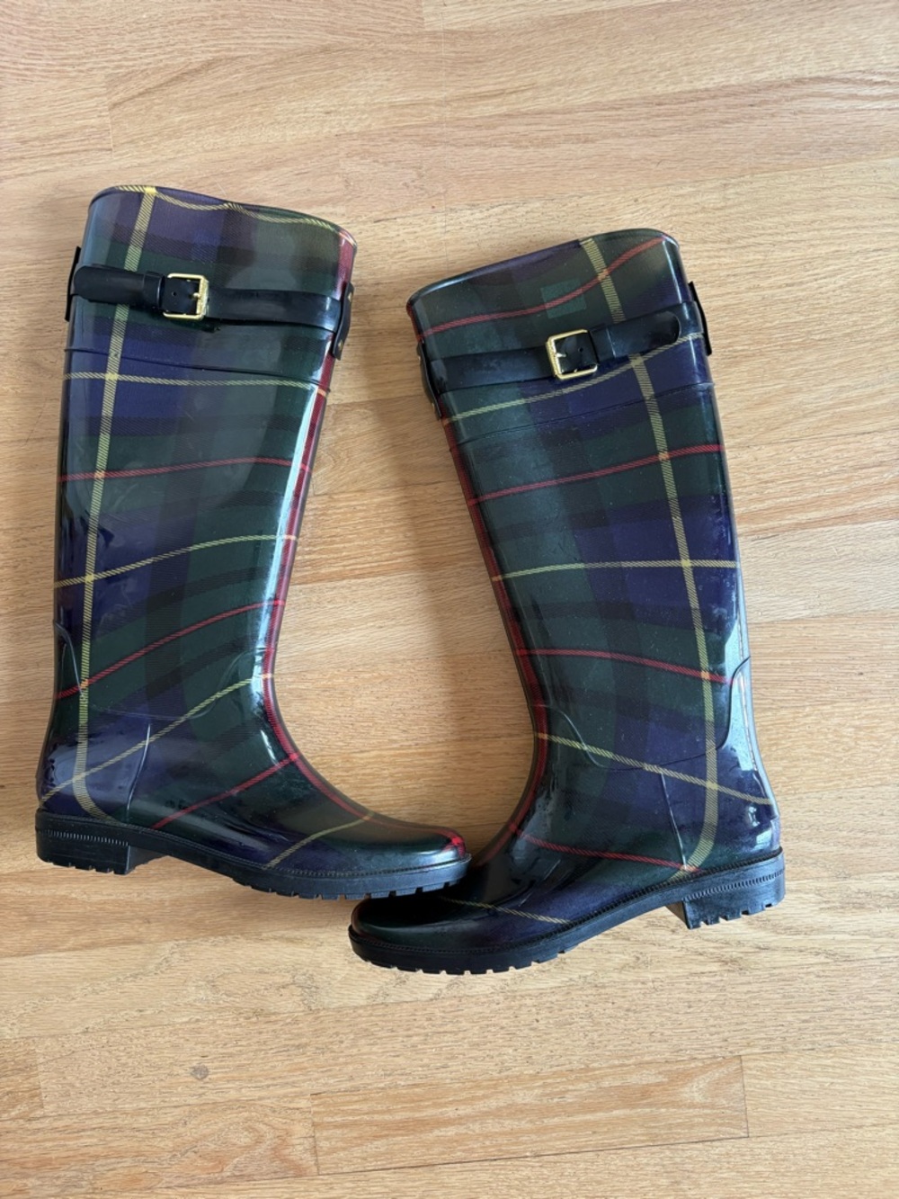 Ralph Lauren Black Boot with Teal Logo Accent